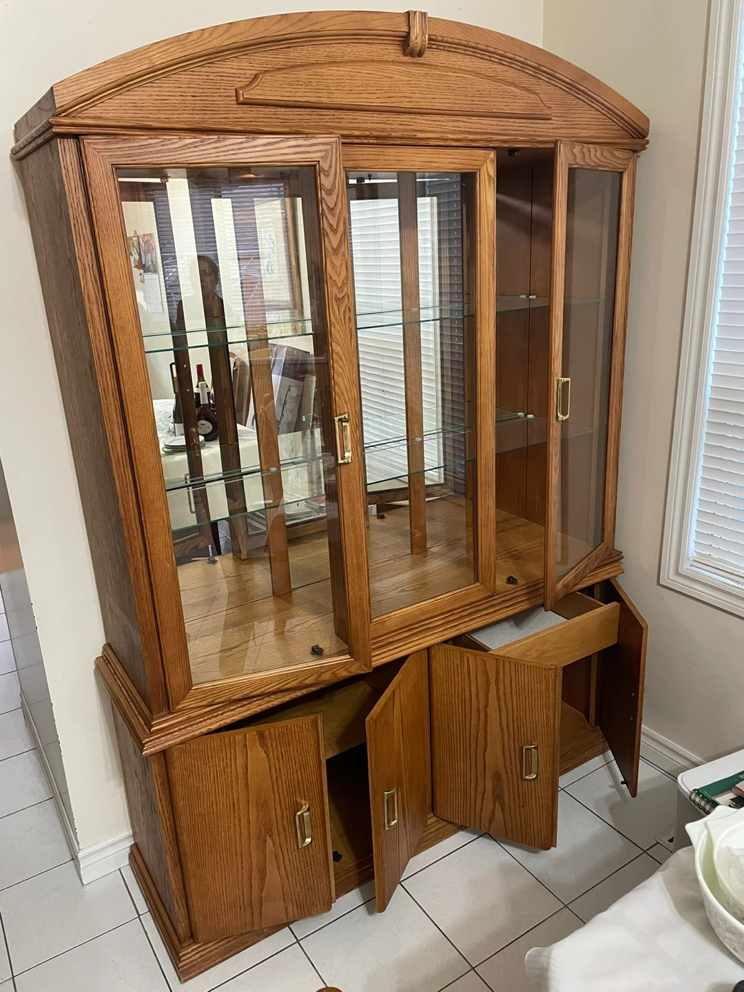 Solid Oak China Cabinet with Glass Doors - photo 2
