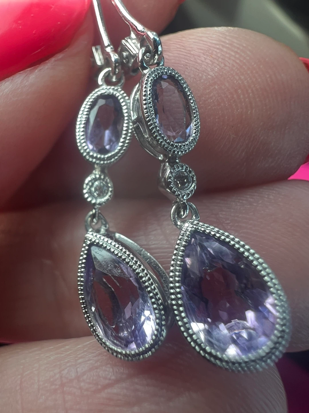 10 k Amethyst Drop Earrings