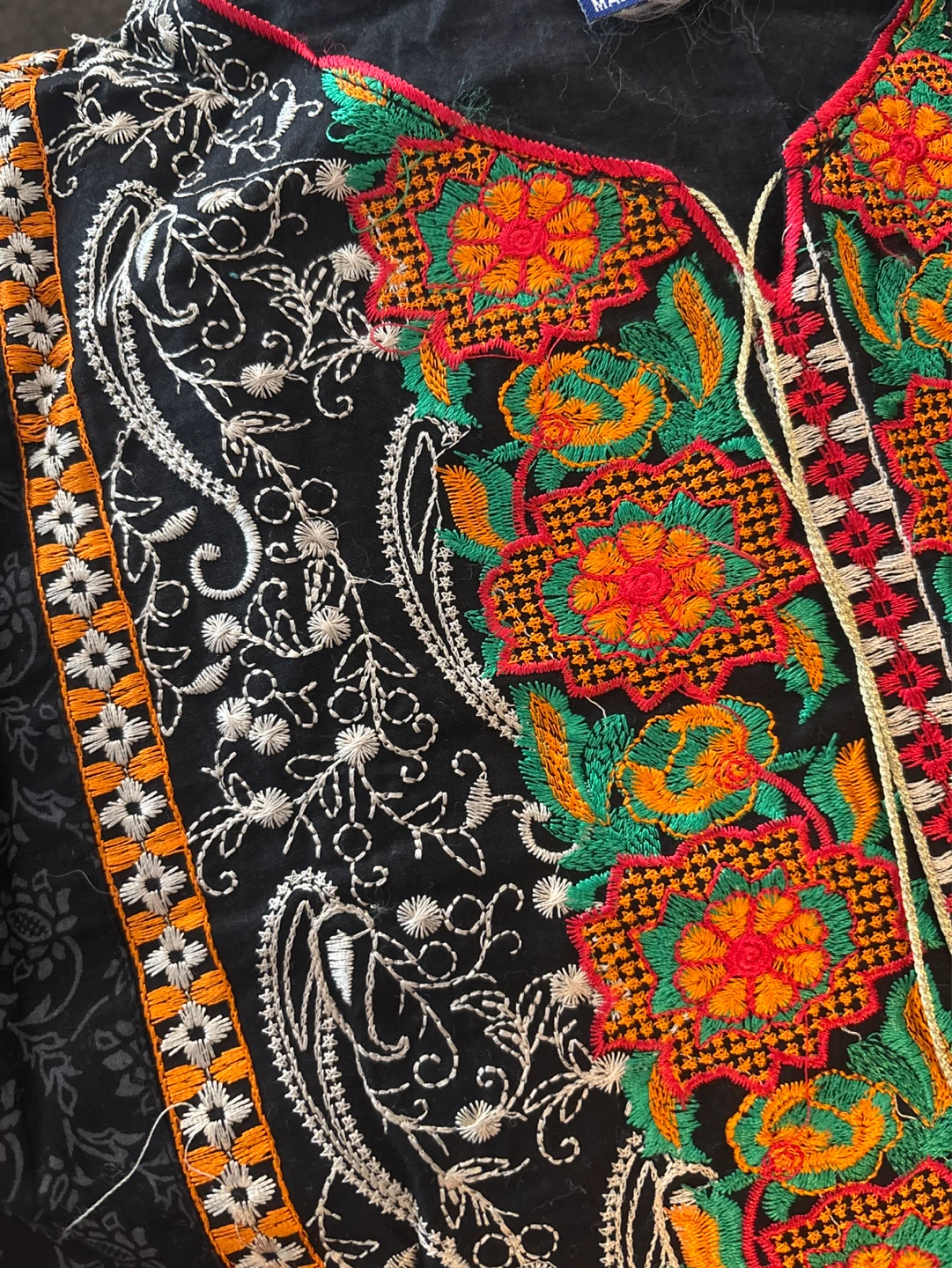 Sohni Creation Black Embroidered Kurti and Orange Pants Set - photo 4