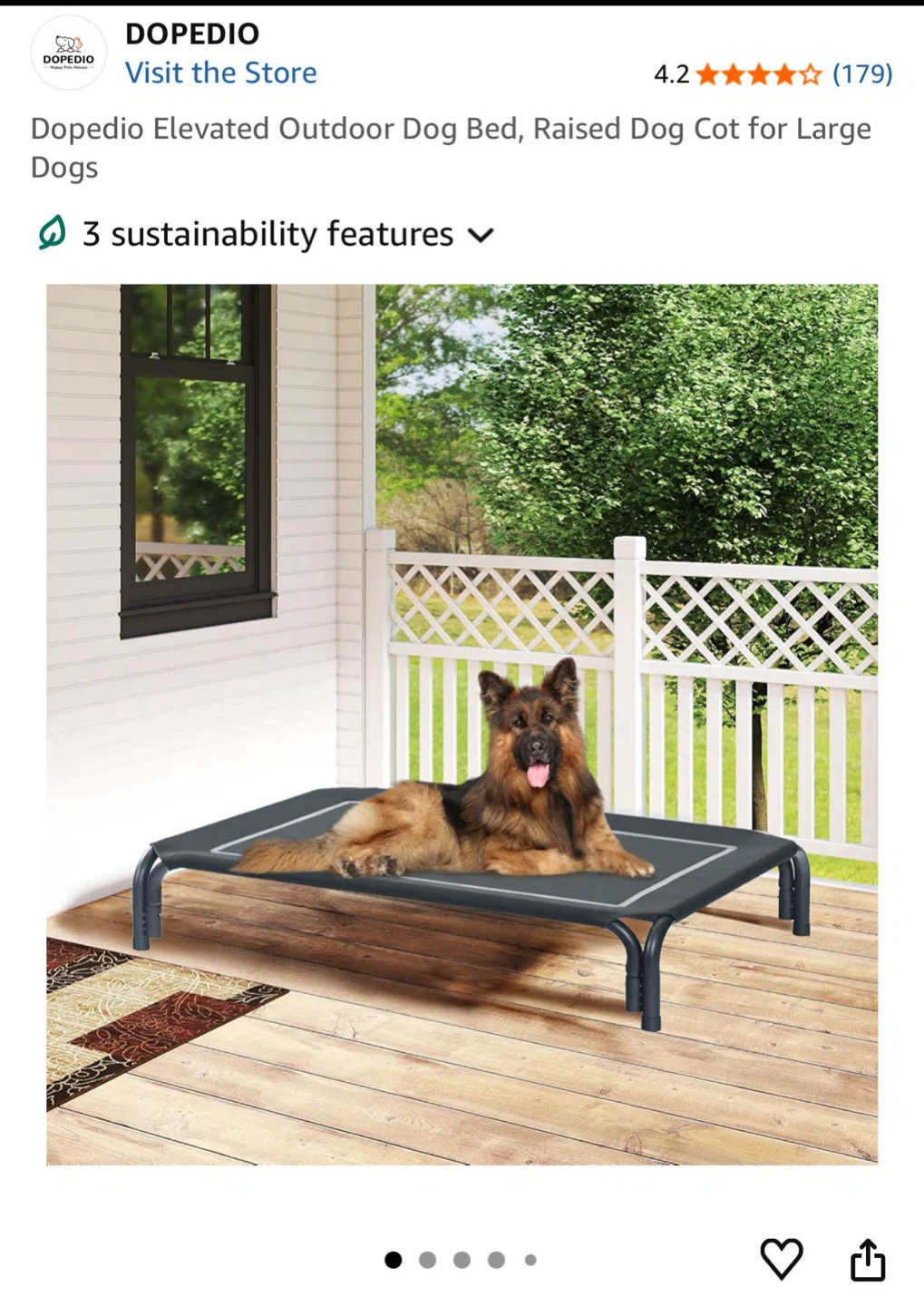 Dopedio Raised Outdoor Dog Bed - Medium
