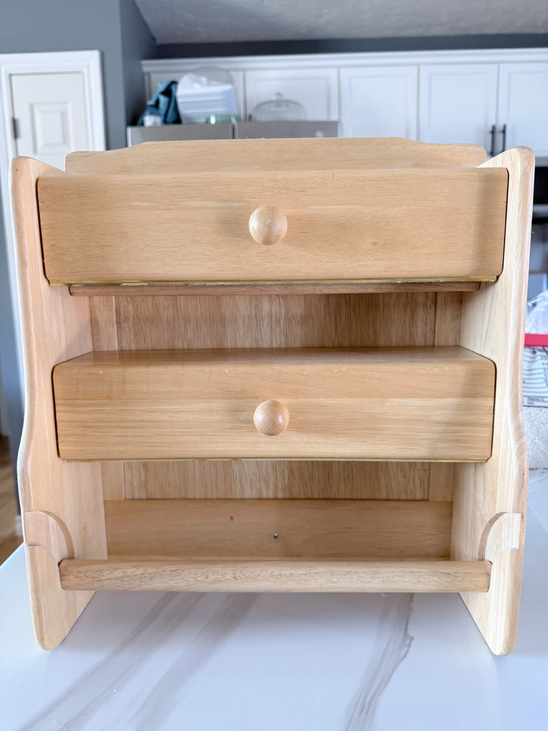 Wooden Kitchen Organizer with Paper Towel Holder