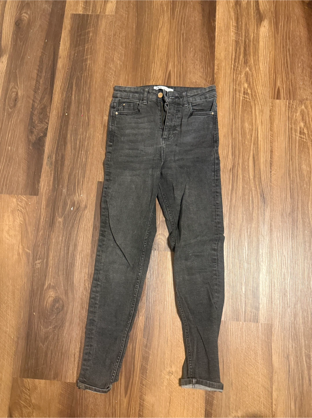 ZARA Grey High-Waisted Skinny Jeans