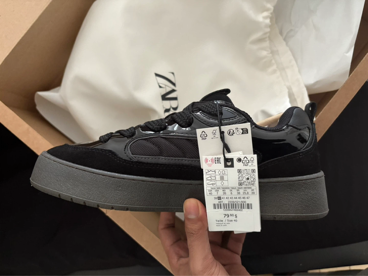 ZARA Black Chunky Platform Sneakers Tags intact