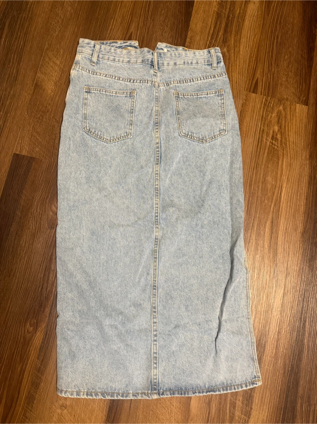 SHEIN Light Wash Denim Maxi Skirt with Slit - photo 2
