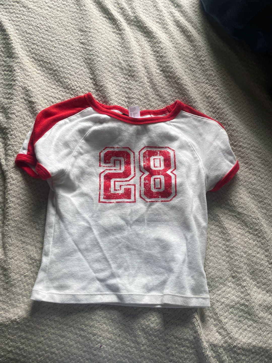 White and Red "28" T-Shirt