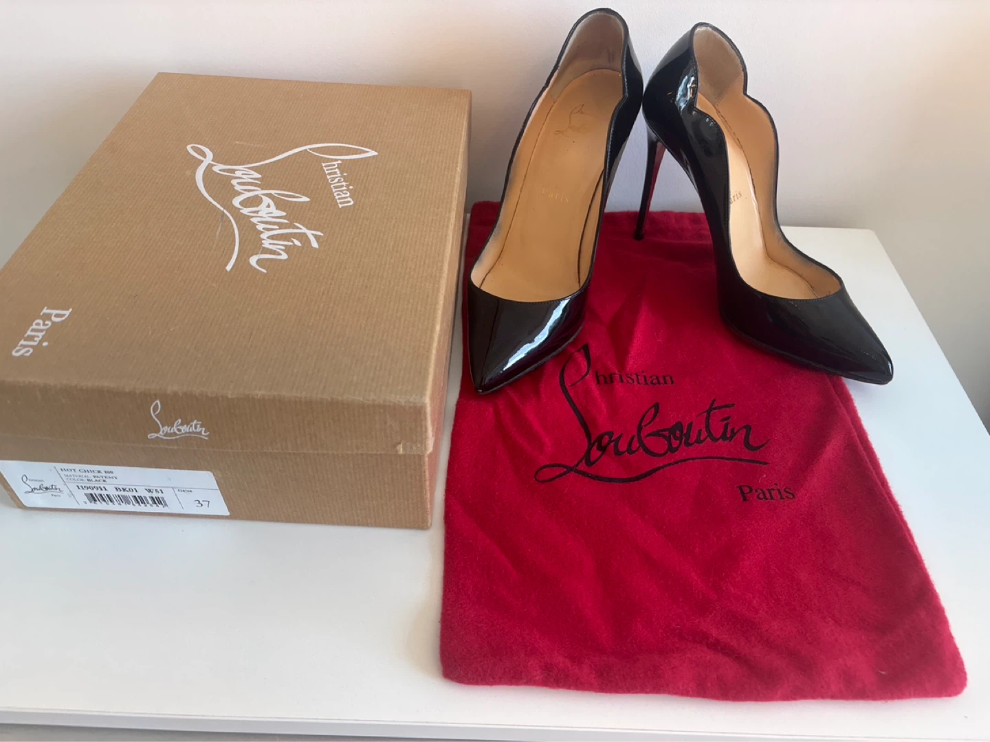 Christian Louboutin Hot Chick 100 Patent Leather Heels - Size 37
