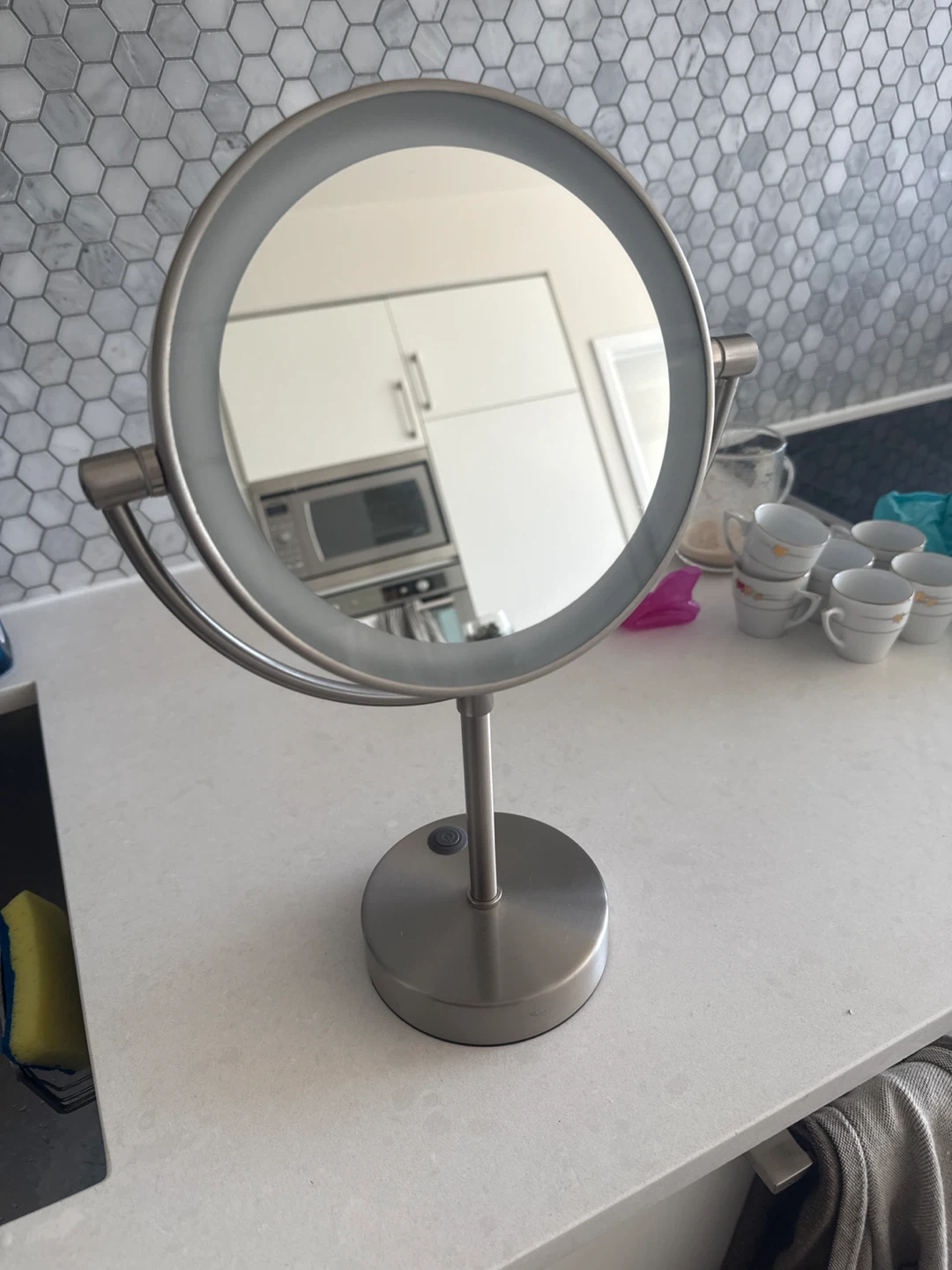 Silver LED Mirror, Magnifying