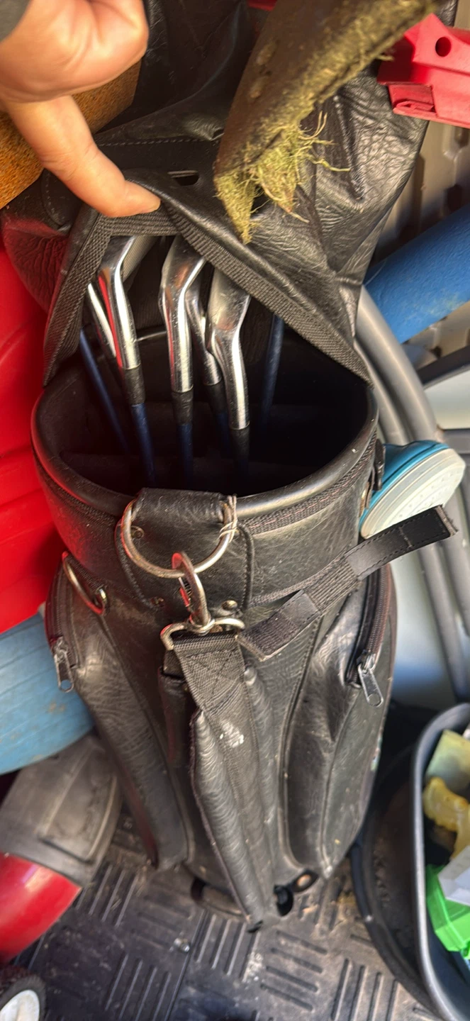 Black Leather Golf Bag with Irons - photo 2