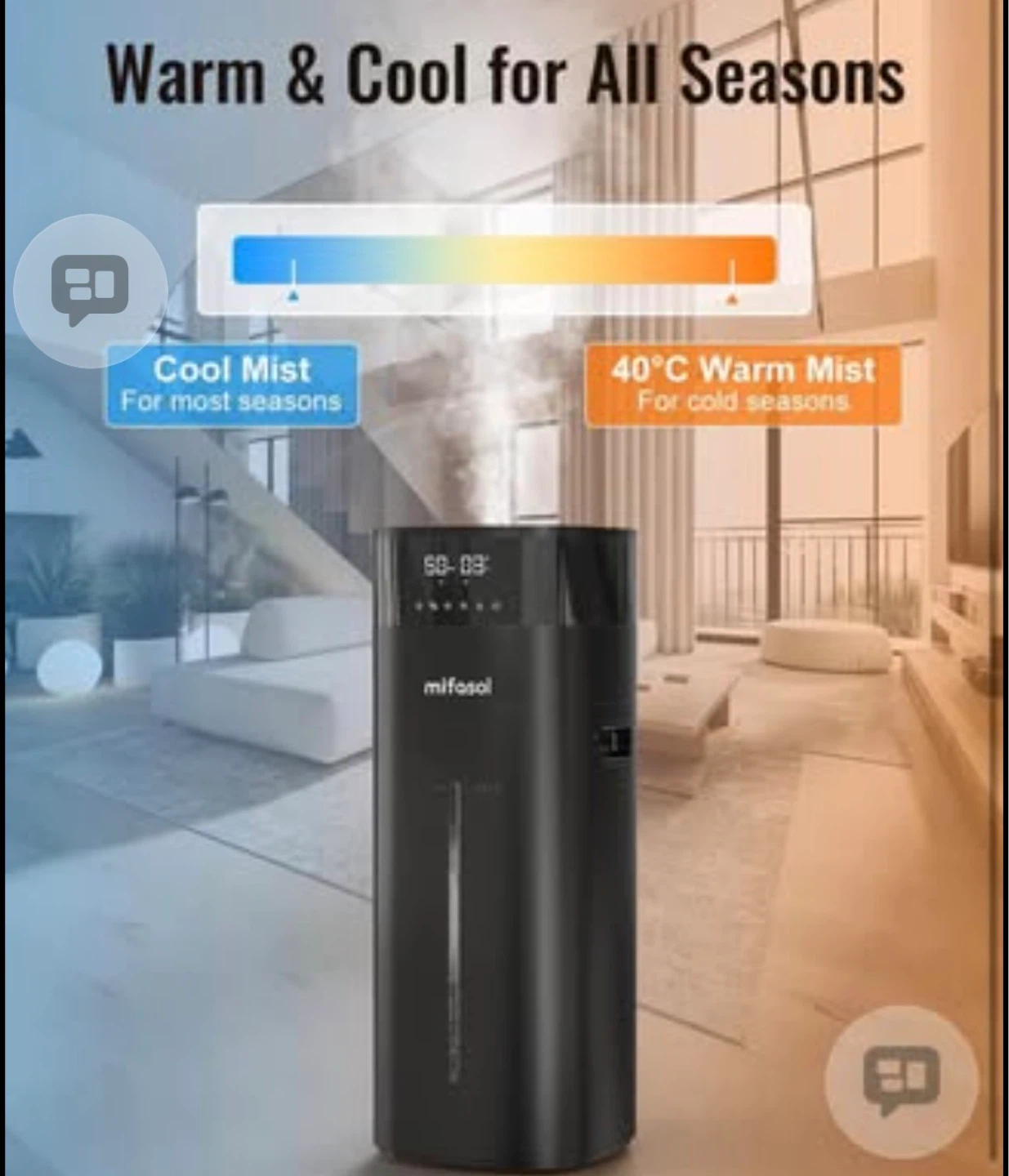Humidifier Large Room, 5.3Gal/20L Cool and Warm Mist Humidifiers - photo 3