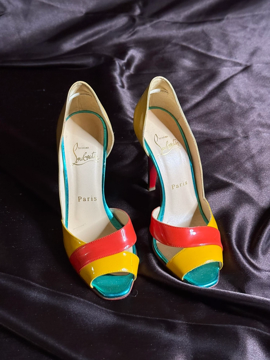 Peep Toe Colorblock Heels