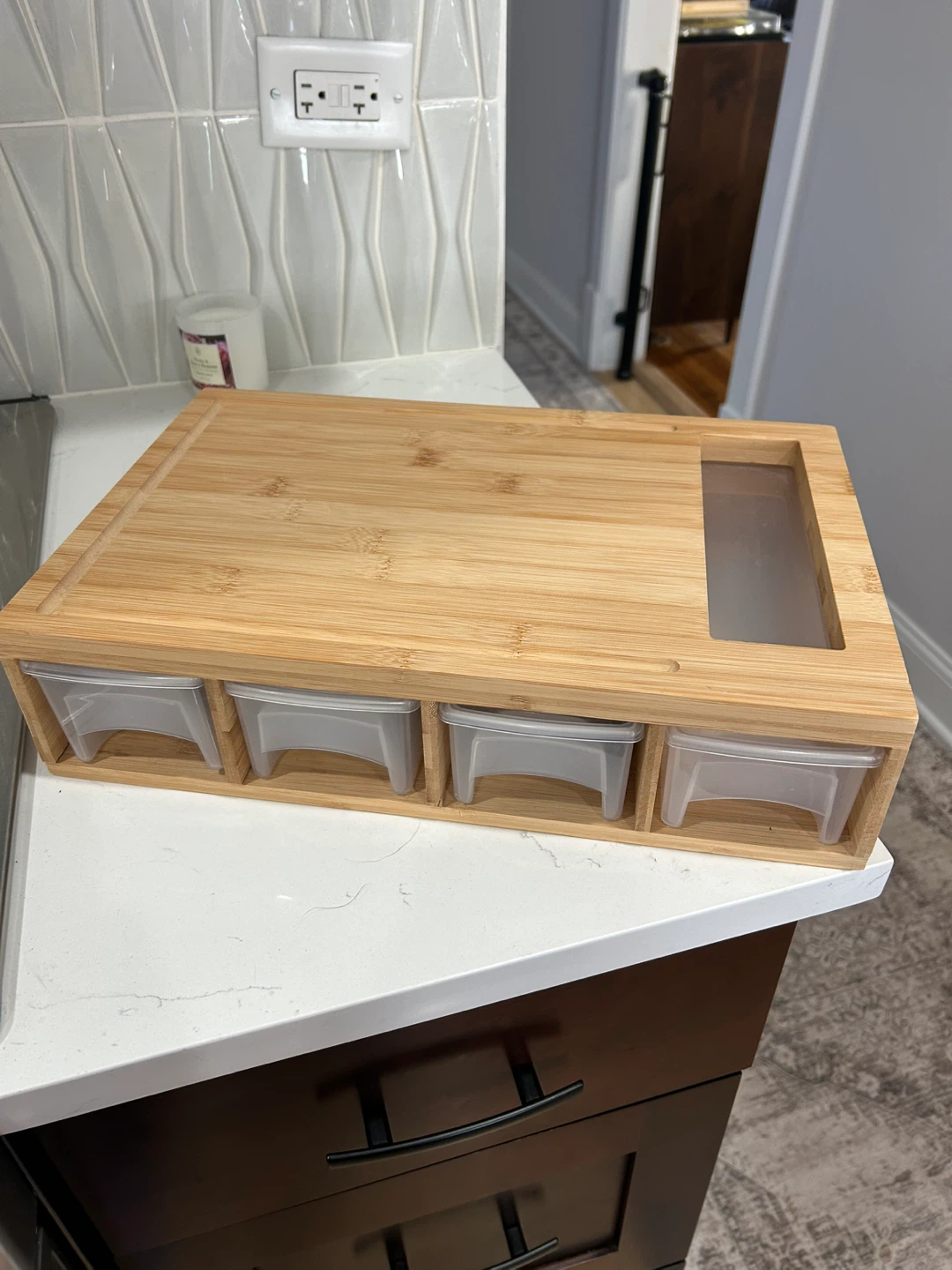 Cutting board with containers