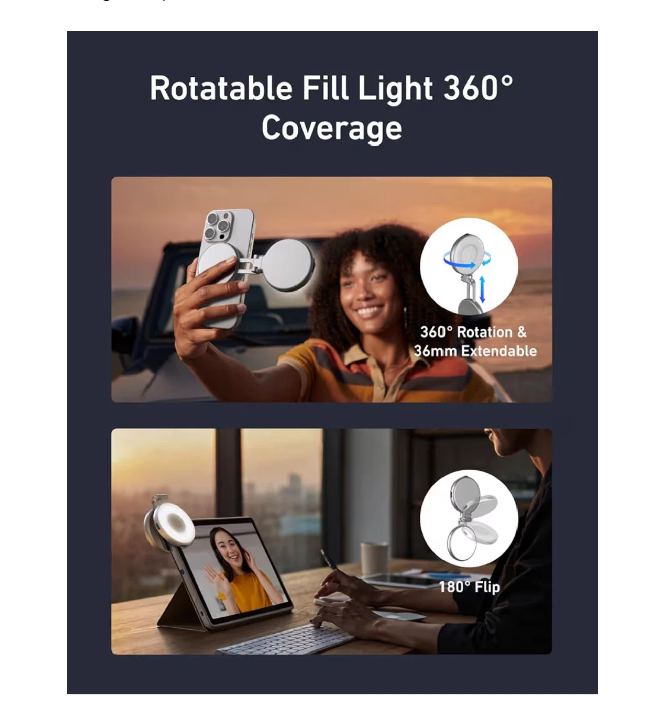 TELESIN Rotatable Fill Light for Phone - photo 2