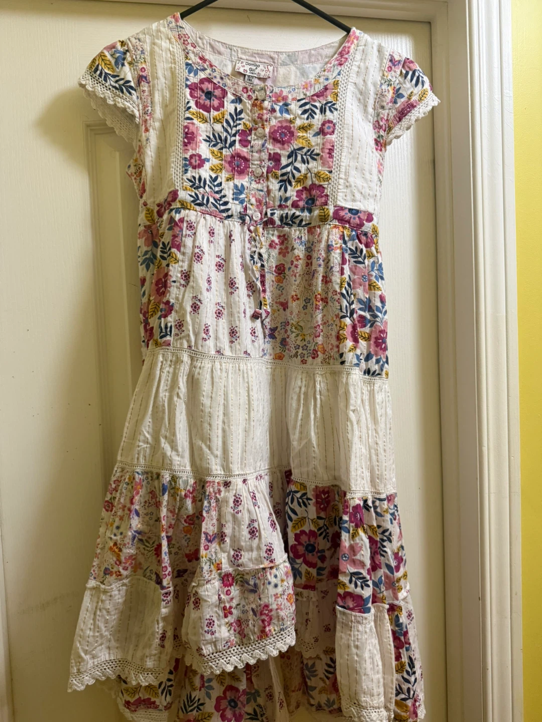 Domino Girl Floral Tiered Dress