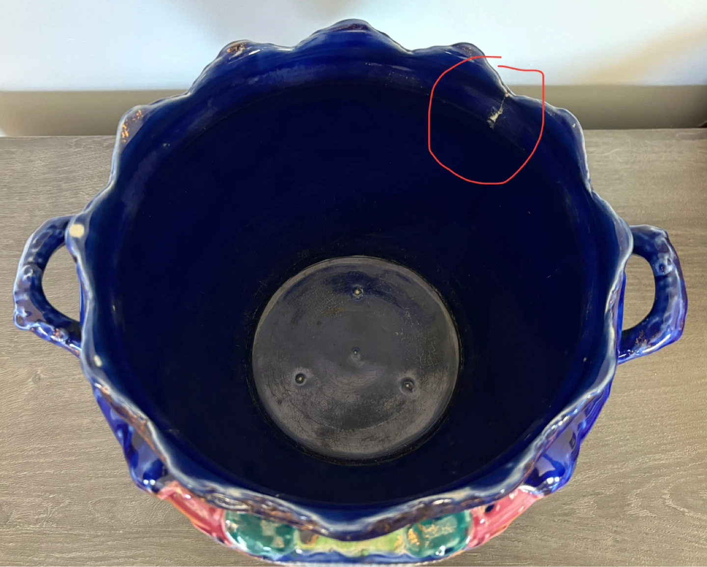 Antique Cobalt Blue Jardinière Planter Pot - photo 5