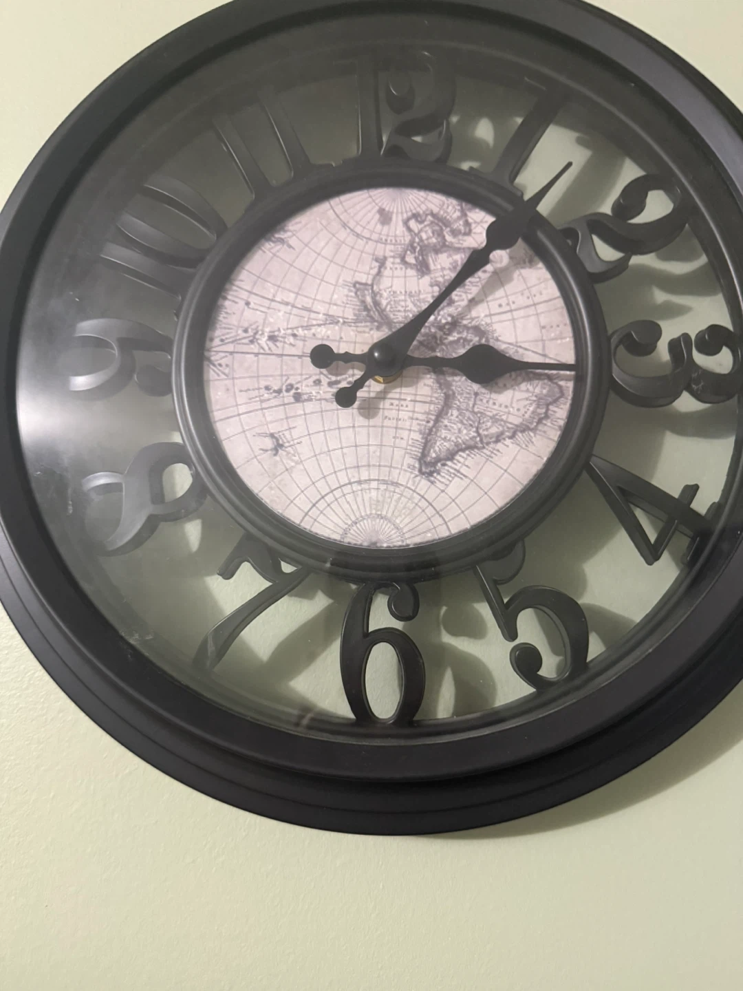 Black Wall Clock with Map Detail
