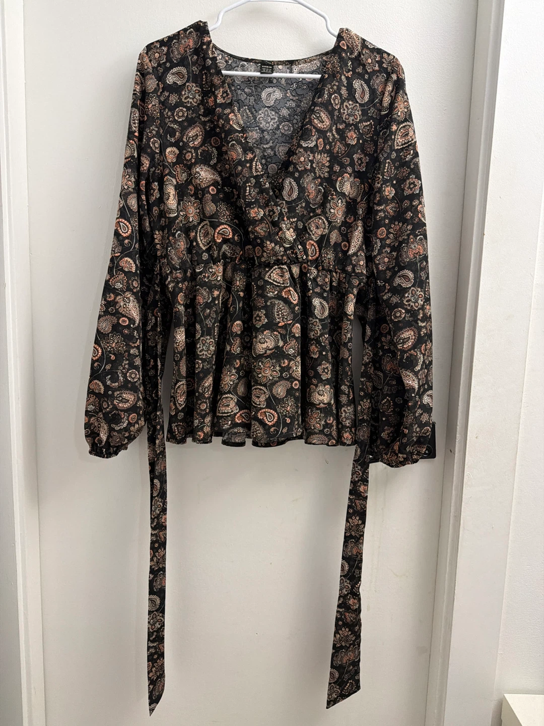 SHEIN Paisley Wrap Blouse - XL