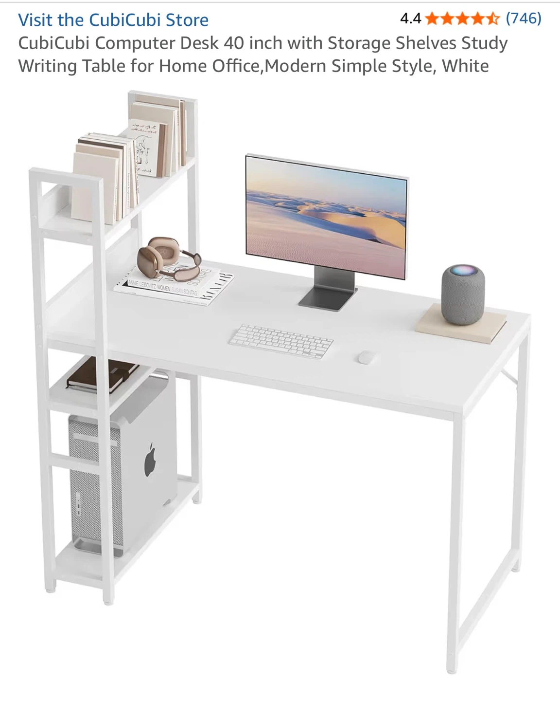 White 40” Ladder Shelf Desk - photo 2