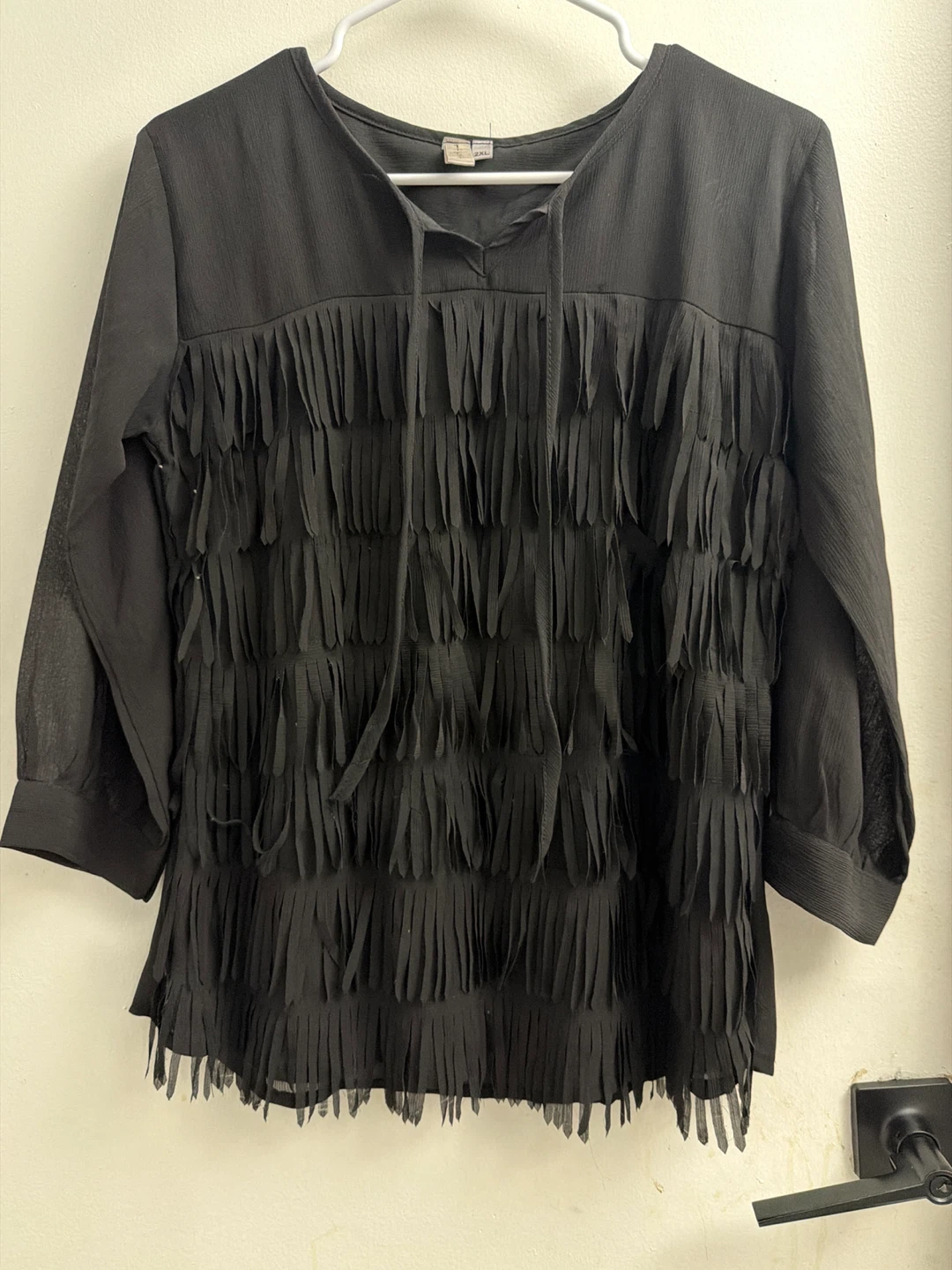 Black Fringed Blouse