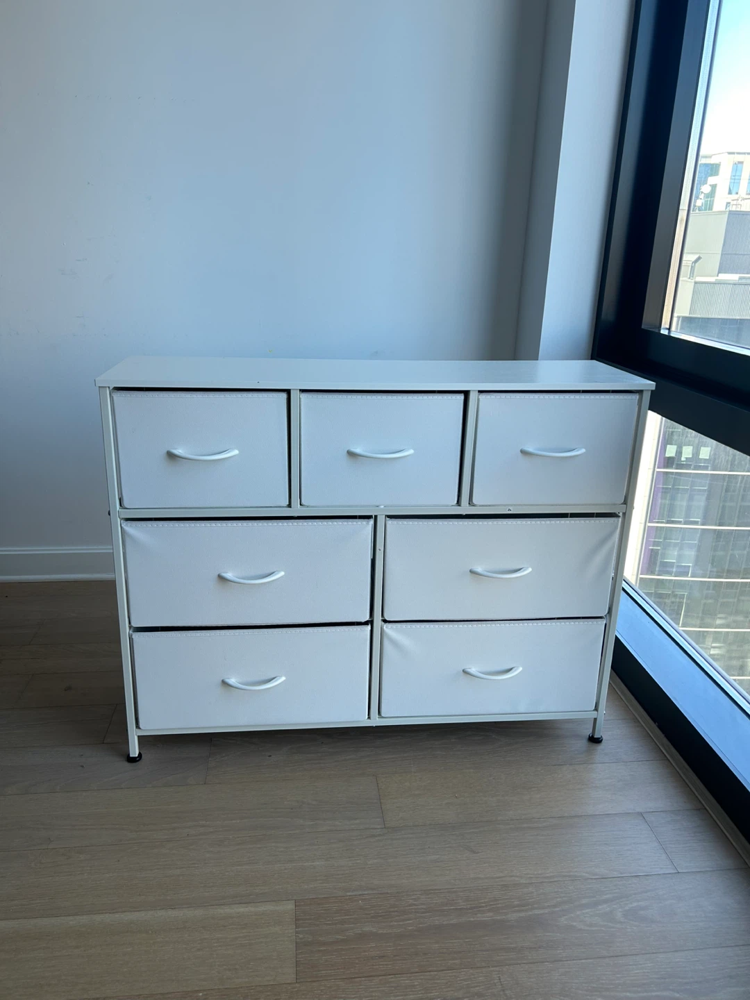 White Fabric Drawer Dresser with 7 Drawers