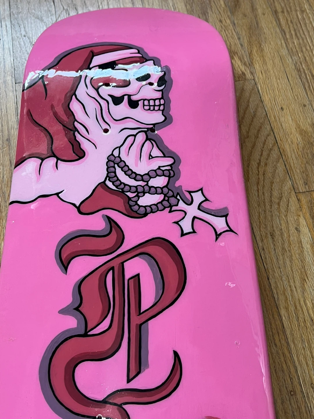 Custom Pink Skateboard Deck with Graphics - photo 3