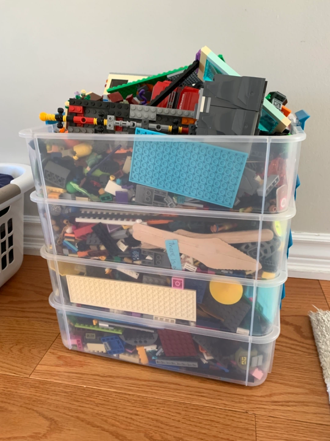 Large lot of assorted LEGO bricks bins included