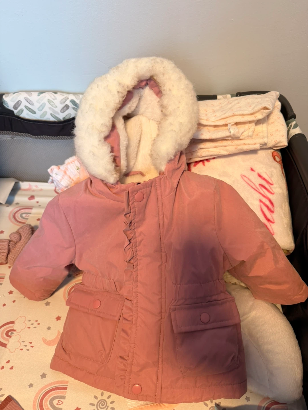 Primark Pink Faux Fur Lined Parka Jacket