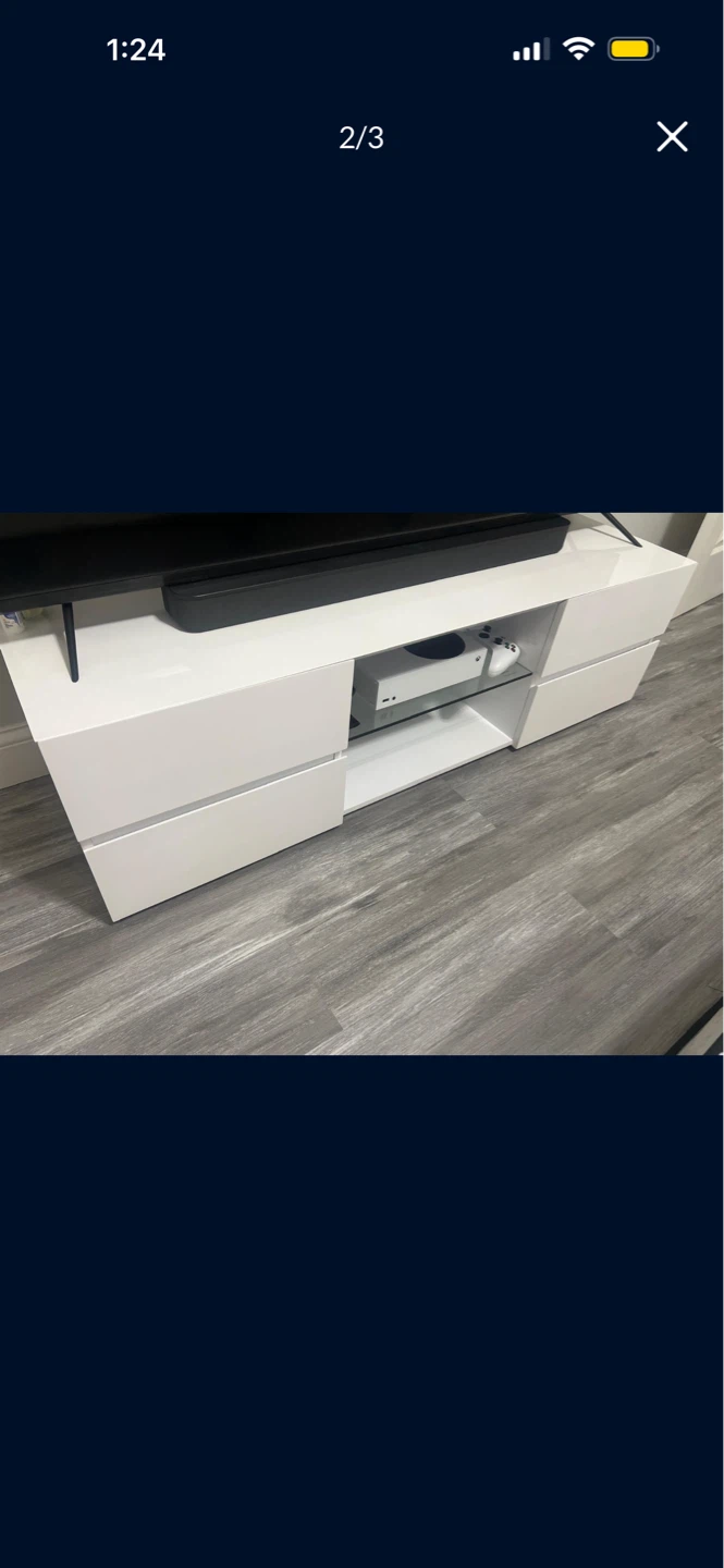 White Entertainment Center TV Stand with Storage