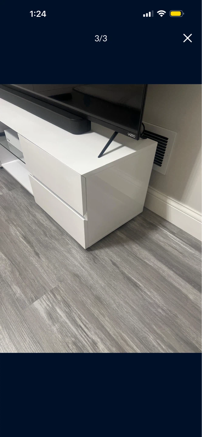 White Entertainment Center TV Stand with Storage - photo 3