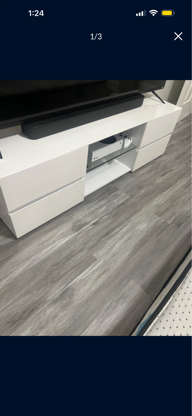 White Entertainment Center TV Stand with Storage - photo 2
