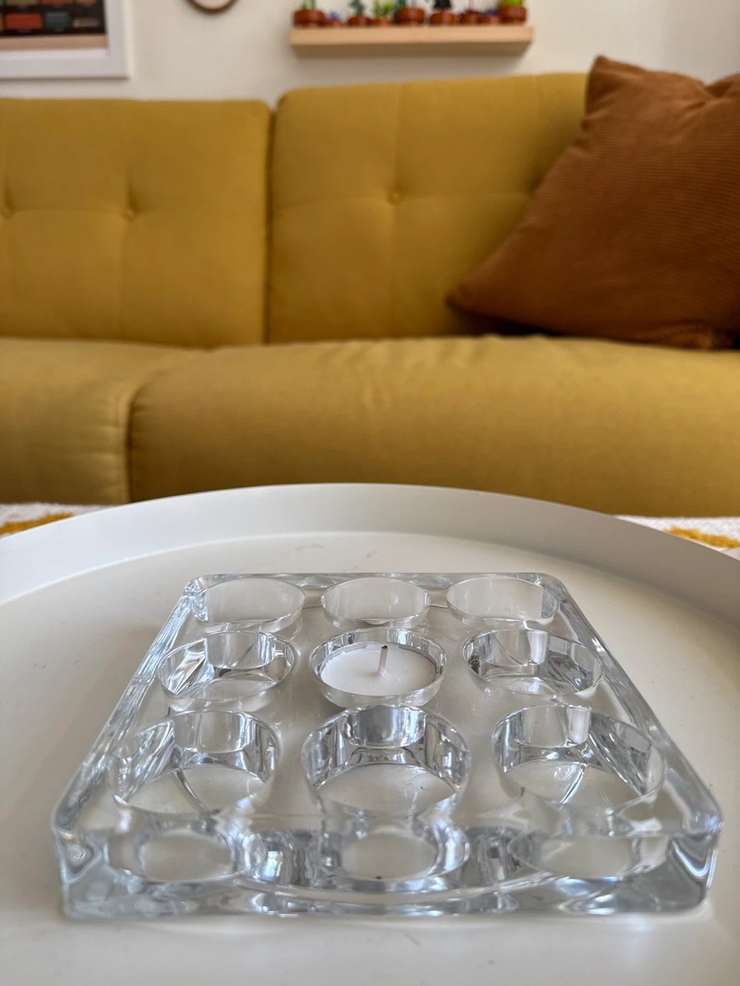 Glass 9-Tealight Candle Holder