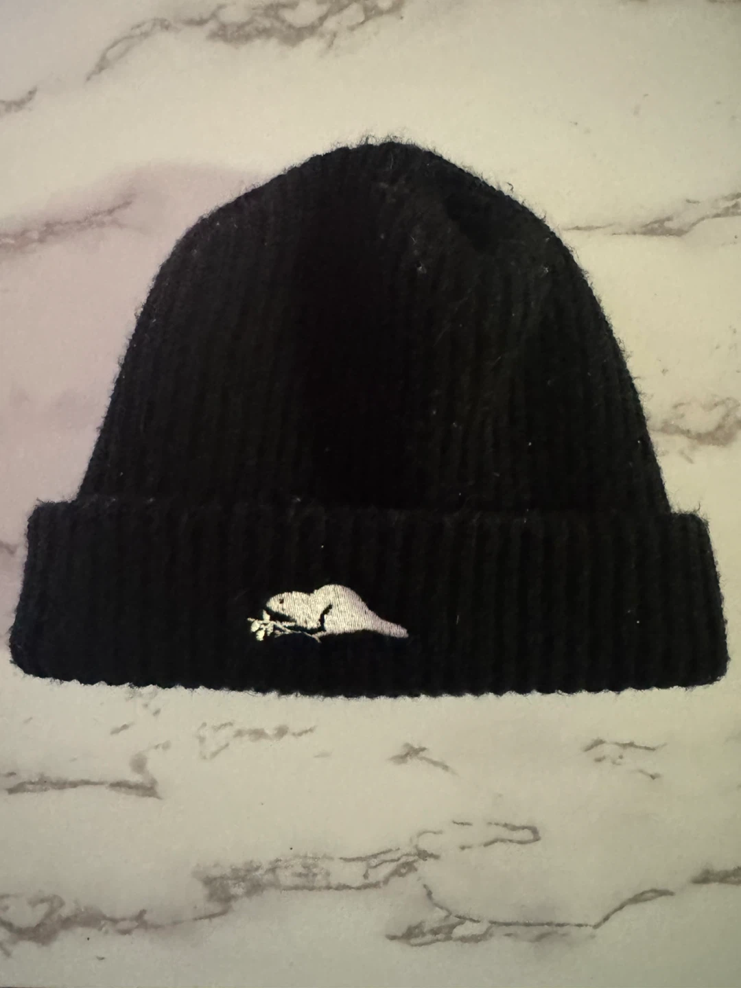 1ROOTS Black Beanie with Beaver Logo