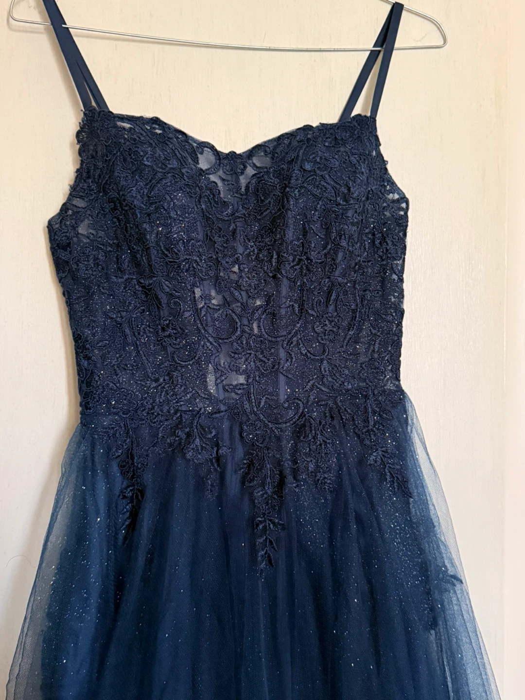 Navy sparkly corset prom dress - photo 2