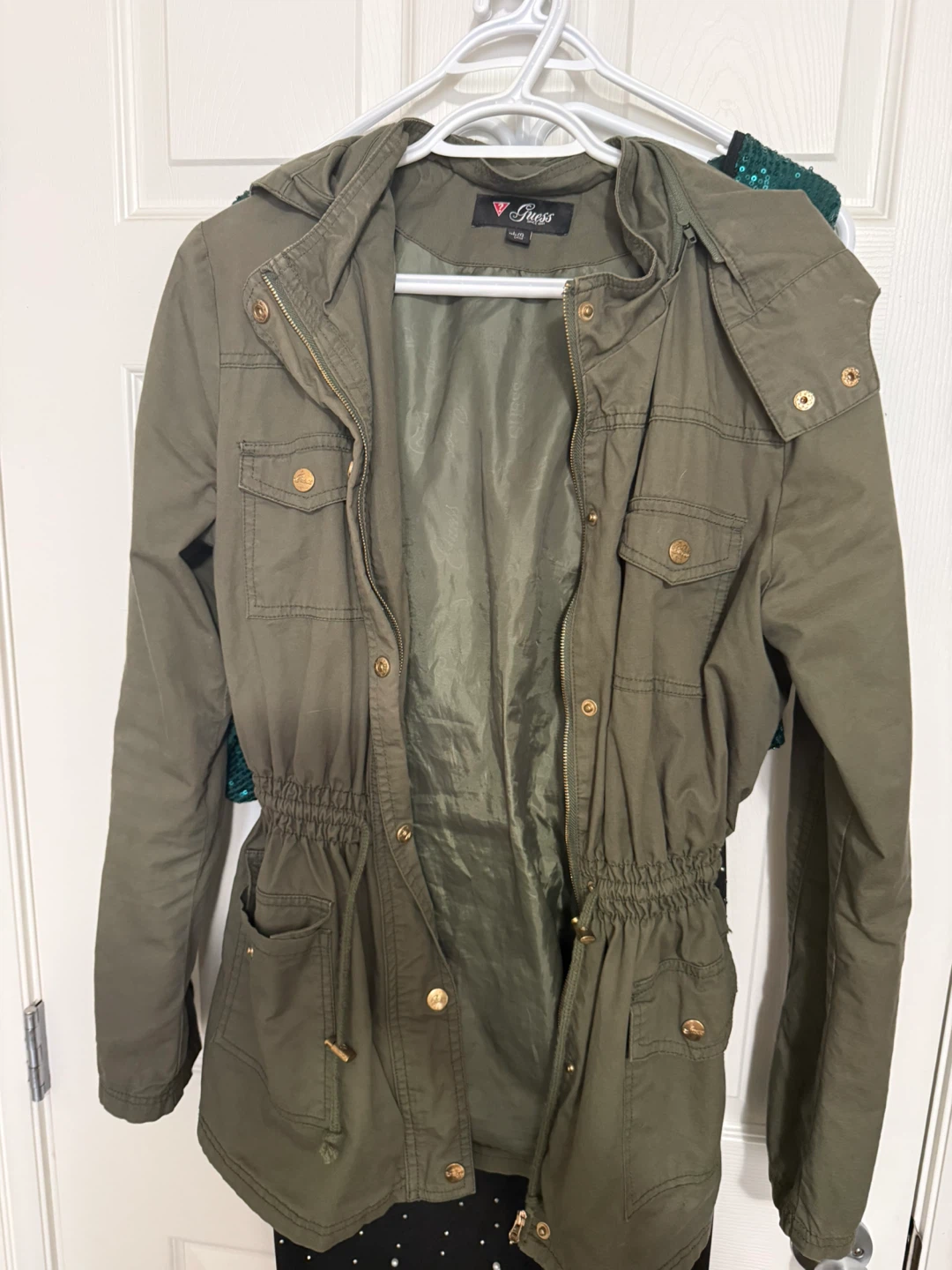 Guess Green Hooded Utility Jacket Size L