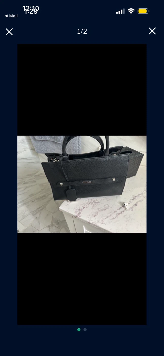 GUESS Black Leather Satchel Handbag