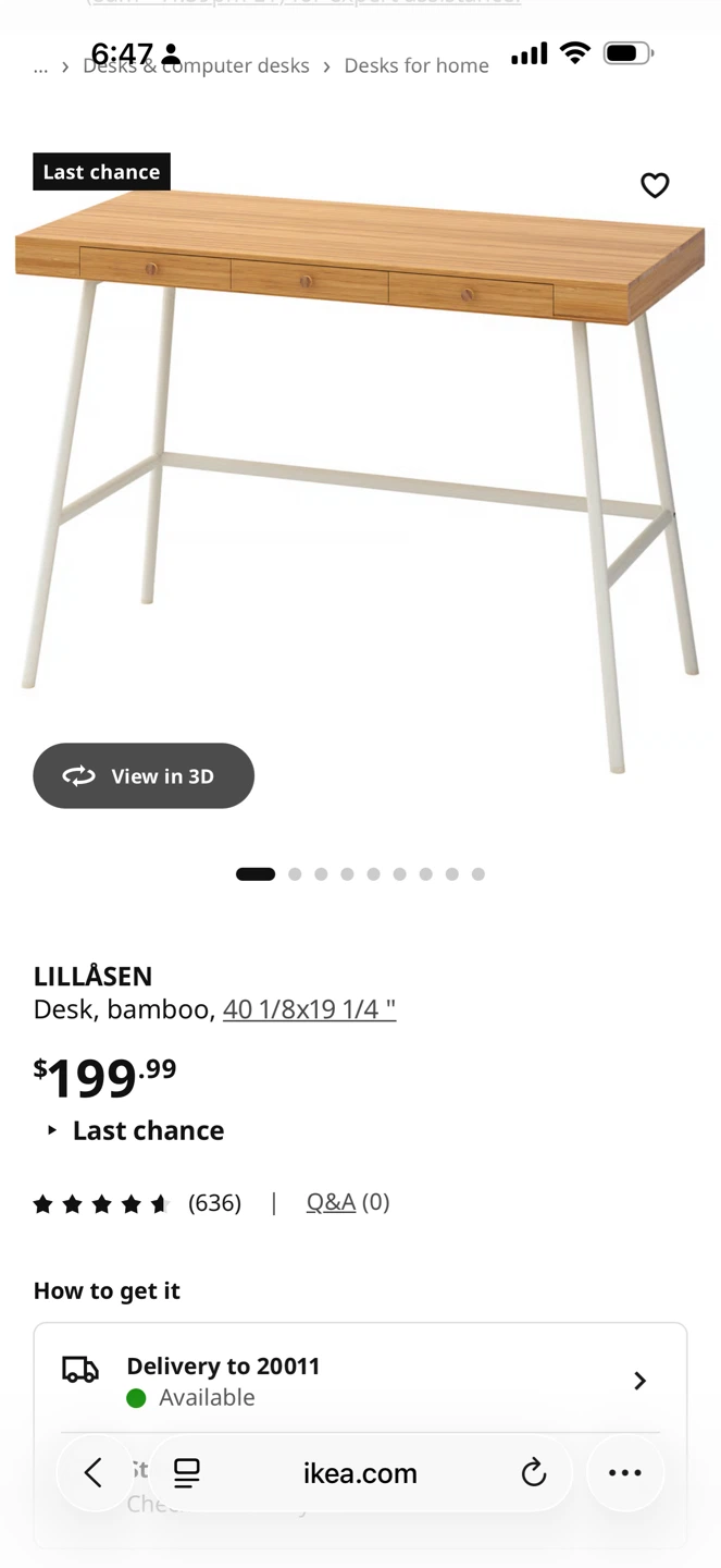 IKEA LILLASEN Desk, Bamboo, 40 1/8x19 1/4" - photo 4