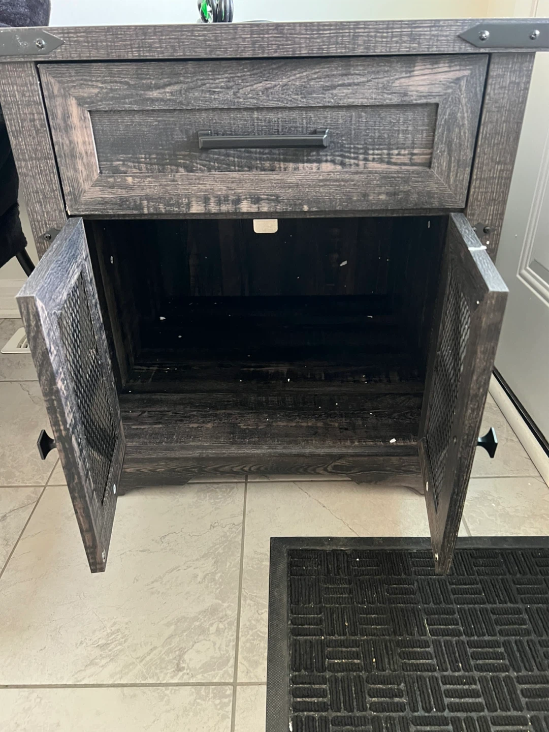 Rustic Wood End Table with Drawer and Cabinet - photo 4
