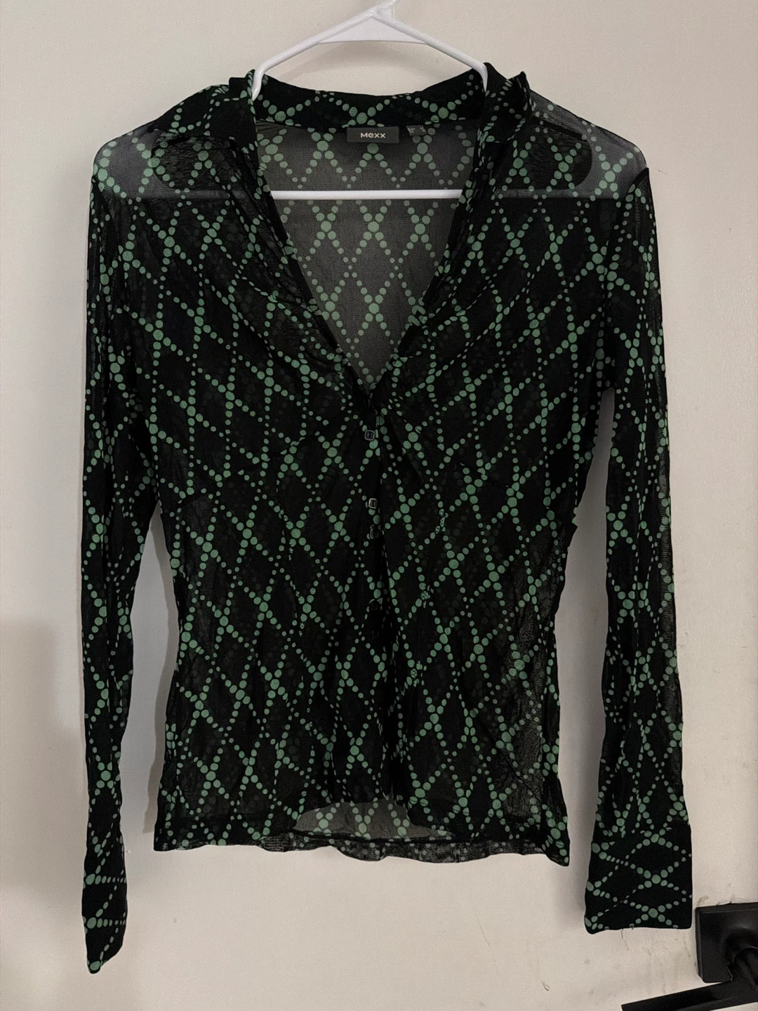 Mexx Women's Mesh Dot Blouse - Size M