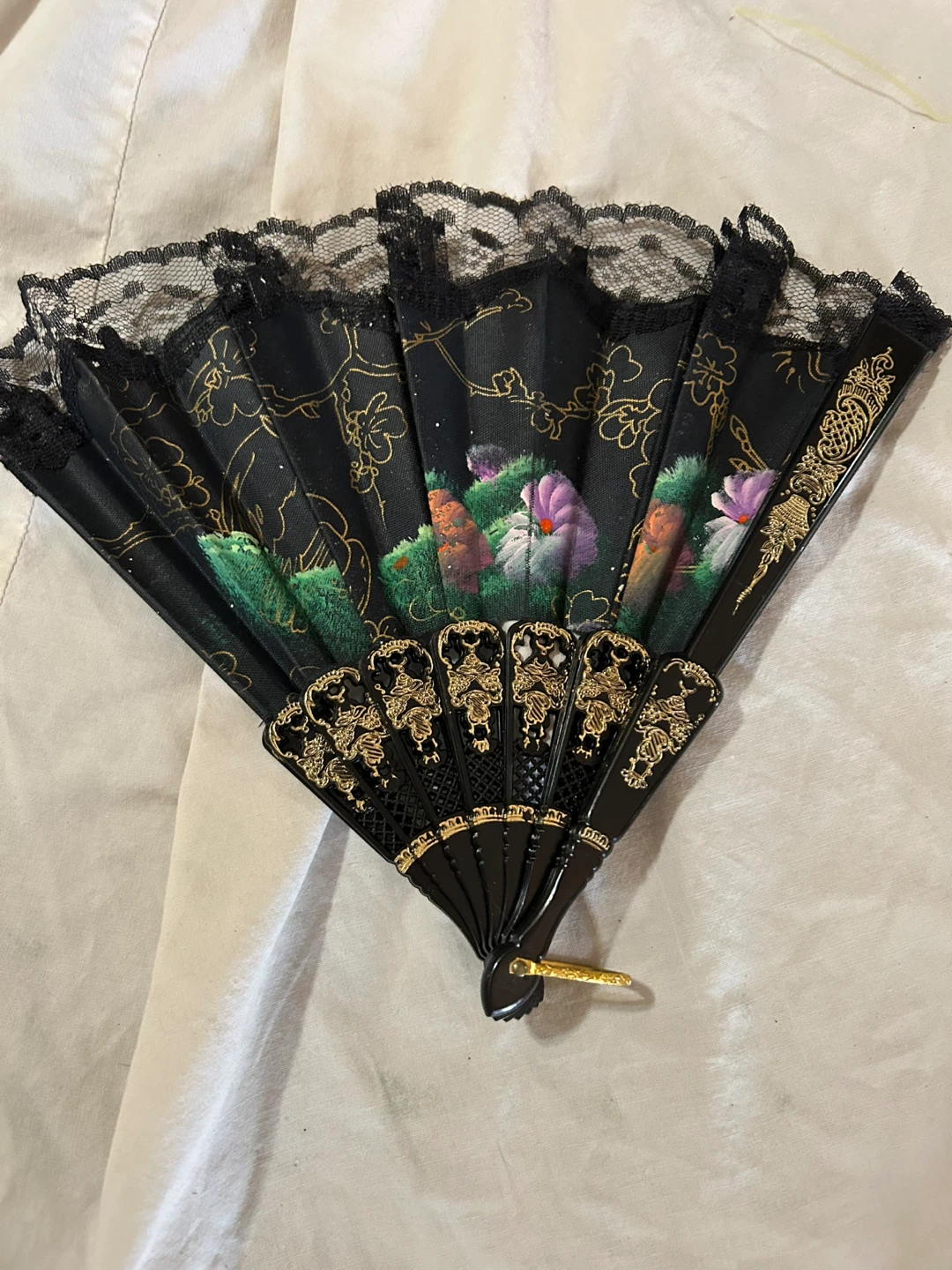 Vintage, Madame Butterfly, embroidered fan - photo 2