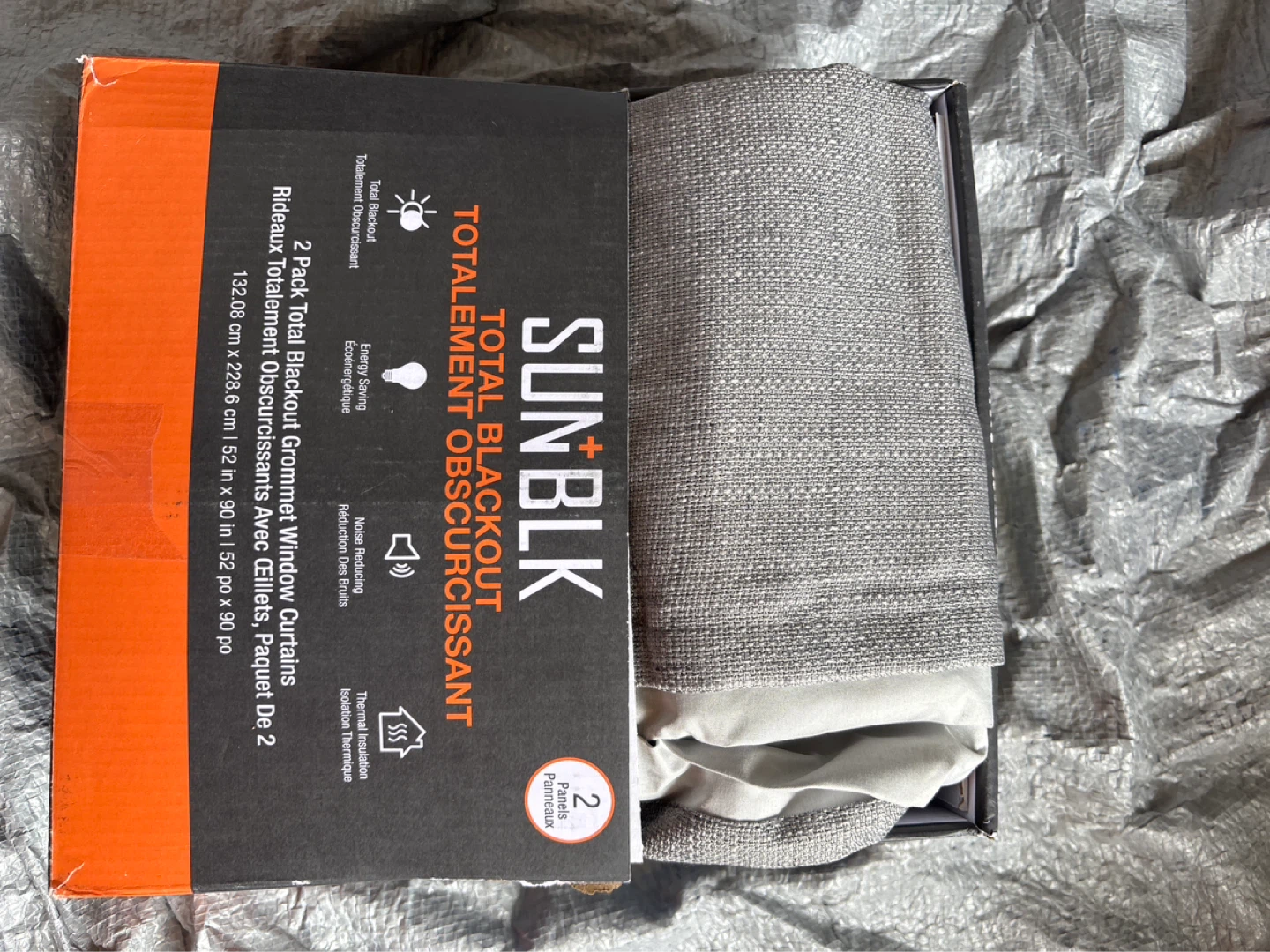 SUN+BLK Total Blackout Grommet Window Curtains - 2 Pack