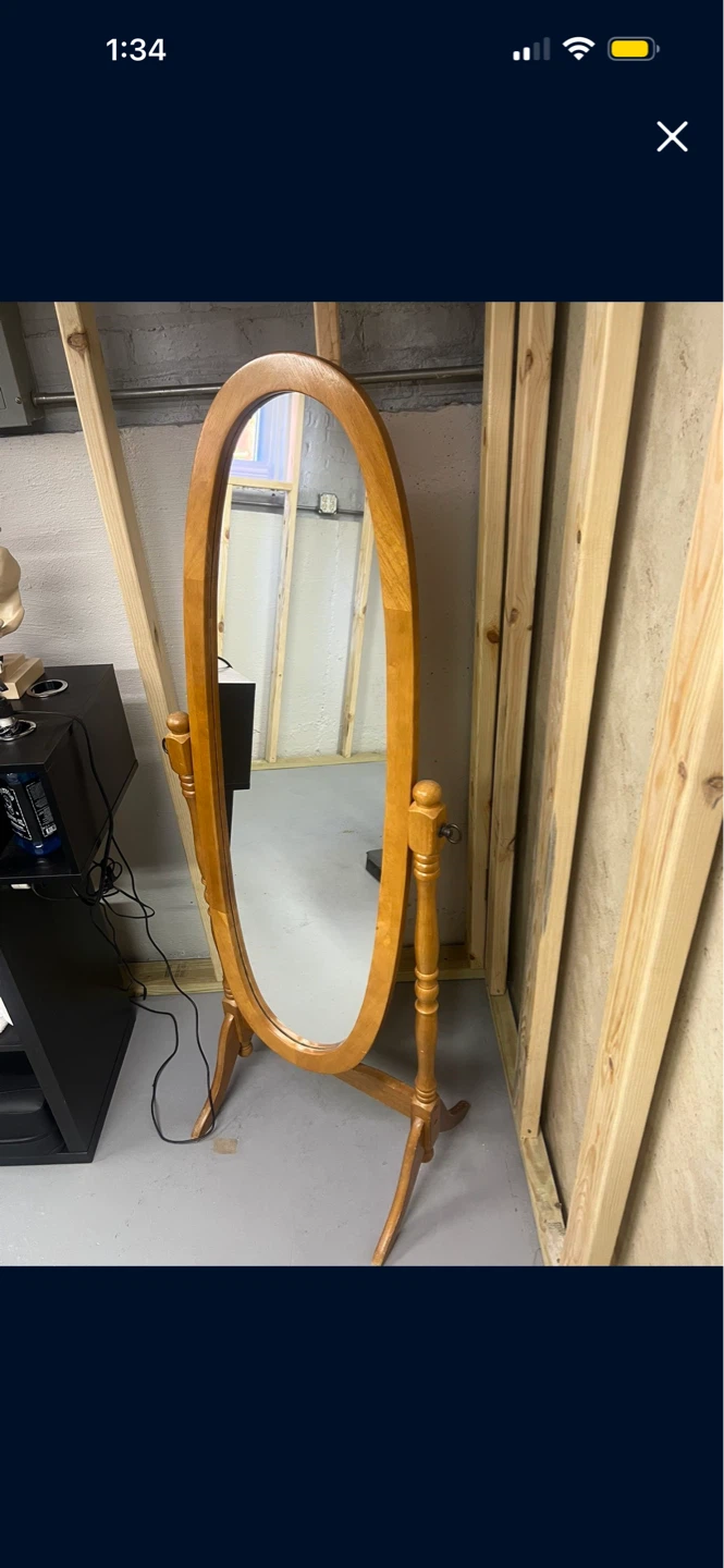 Wooden Oval Standing Mirror