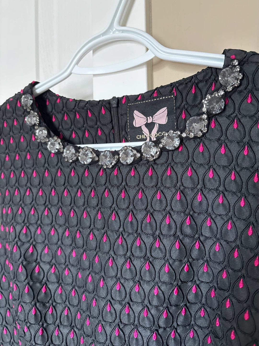 Black Pink Beaded Neckline Dress - photo 3