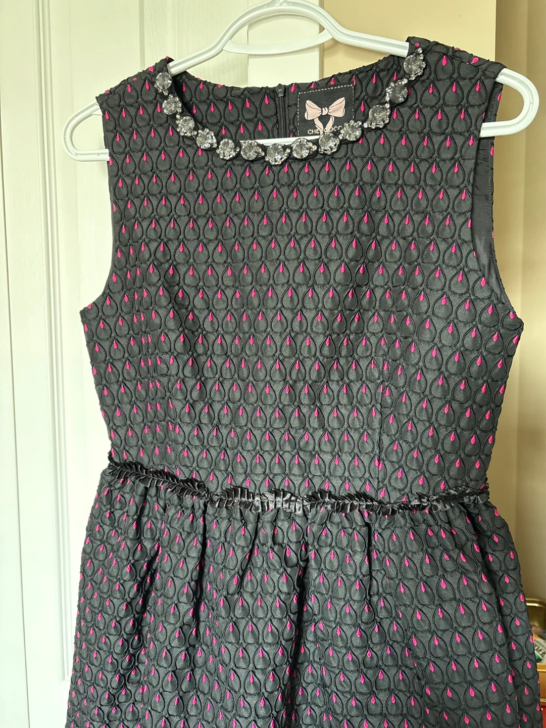 Black Pink Beaded Neckline Dress - photo 4