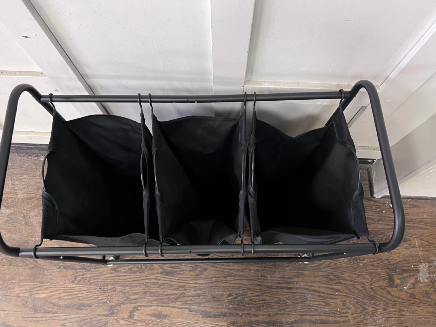 Black 3-Bag Rolling Laundry Sorter - photo 3