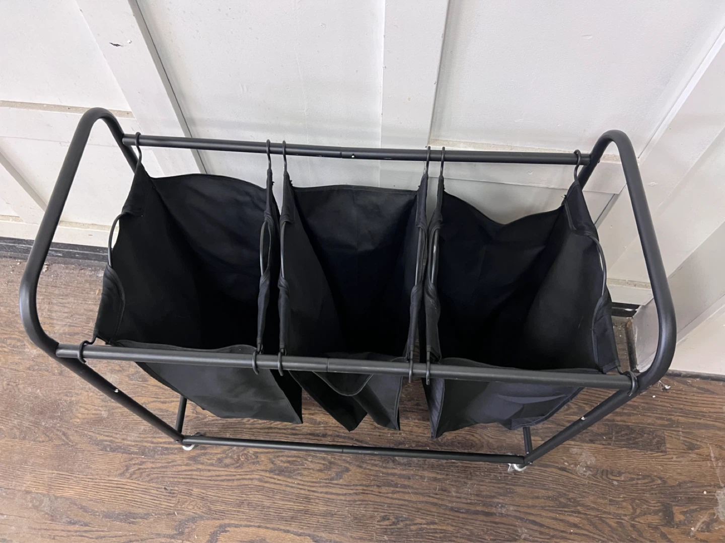 Black 3-Bag Rolling Laundry Sorter - photo 2