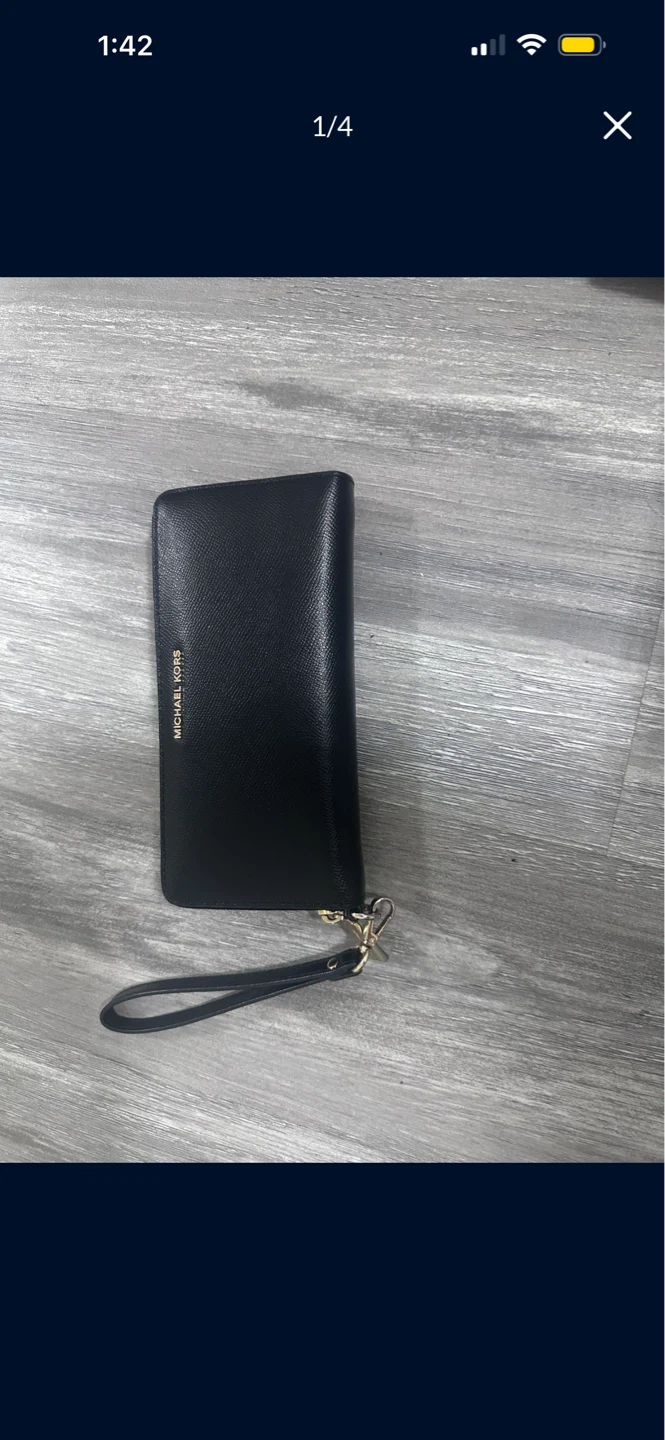 Michael Kors Black Leather Wristlet Wallet