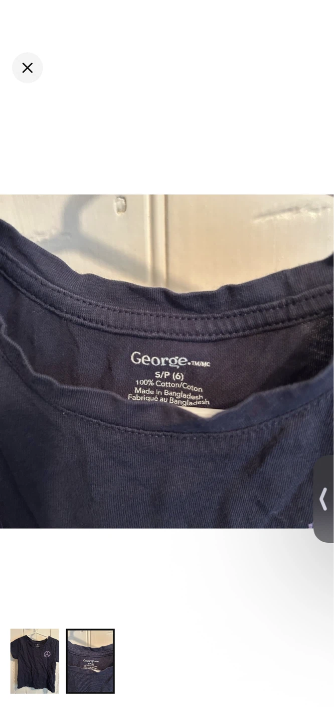George Girls Navy Blue Cotton T-Shirt Size S/P (6) - photo 2
