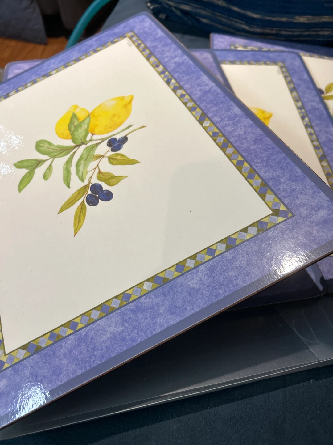 Set of 4 Lemon & Olive Branch Placemats - photo 2