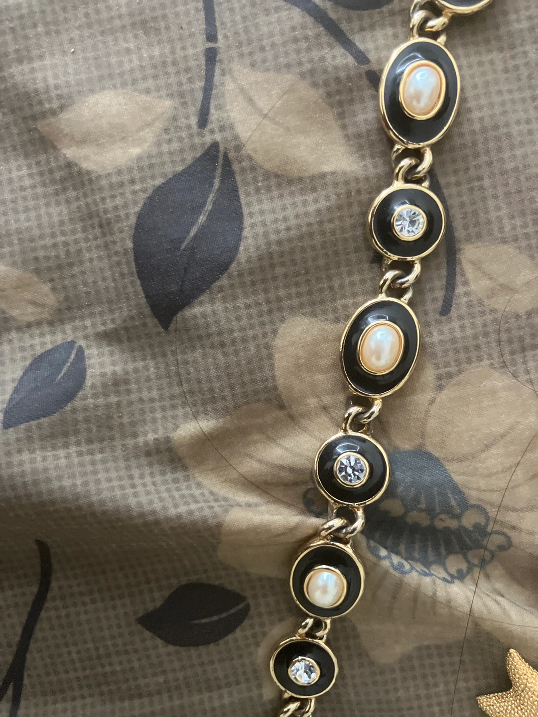 Gold Tone Bracelets with Pearls and Stars - photo 3