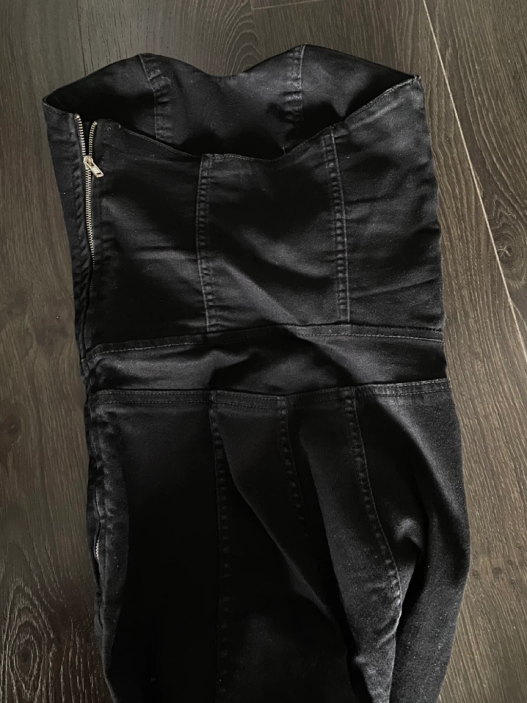 Zara Black Denim Jumpsuit Strapless XS - photo 5
