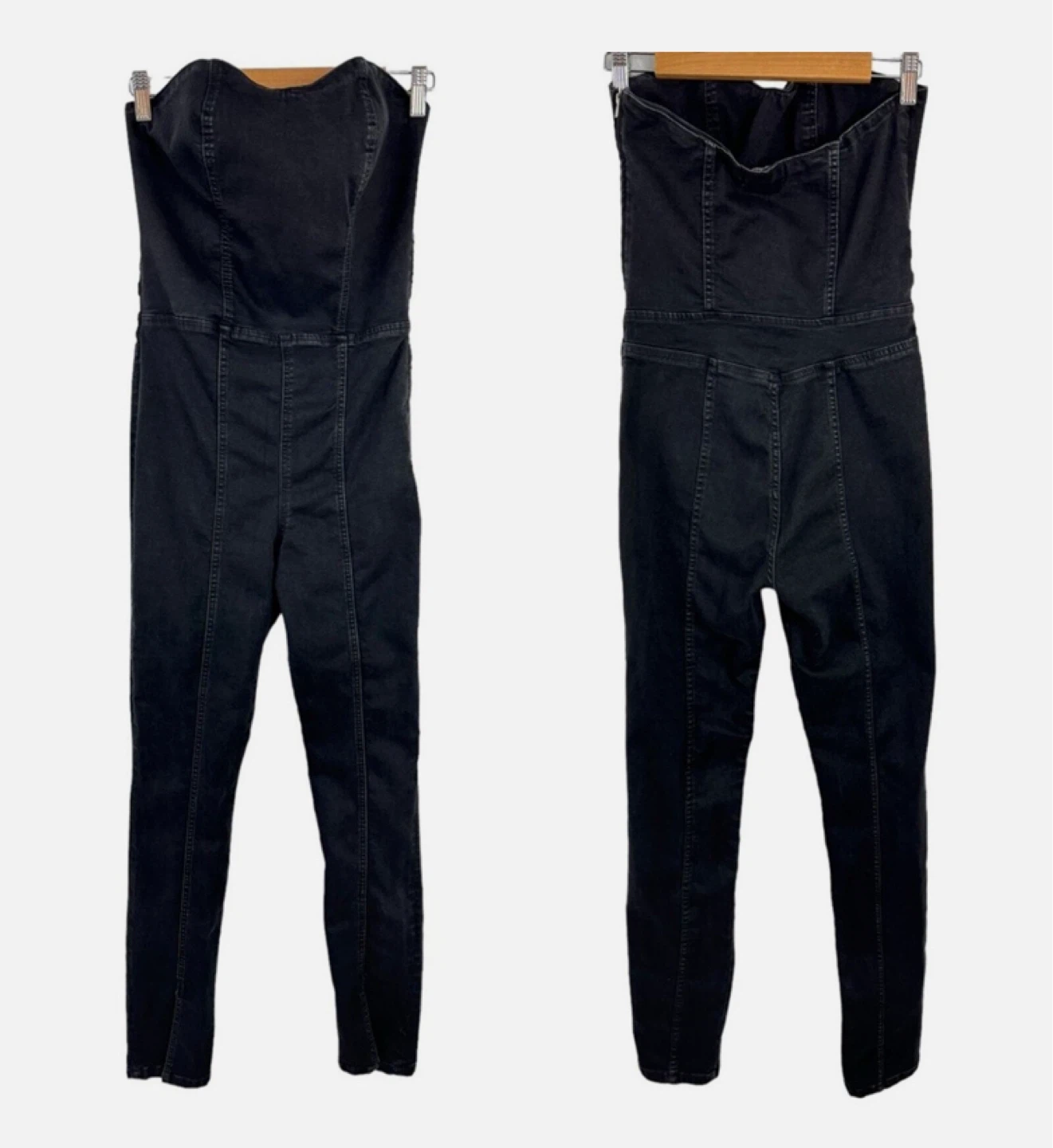 Zara Black Denim Jumpsuit Strapless XS - photo 3